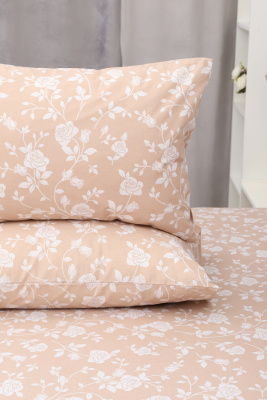 Наволочка поплин Цветочный рай-компаньон кофейный